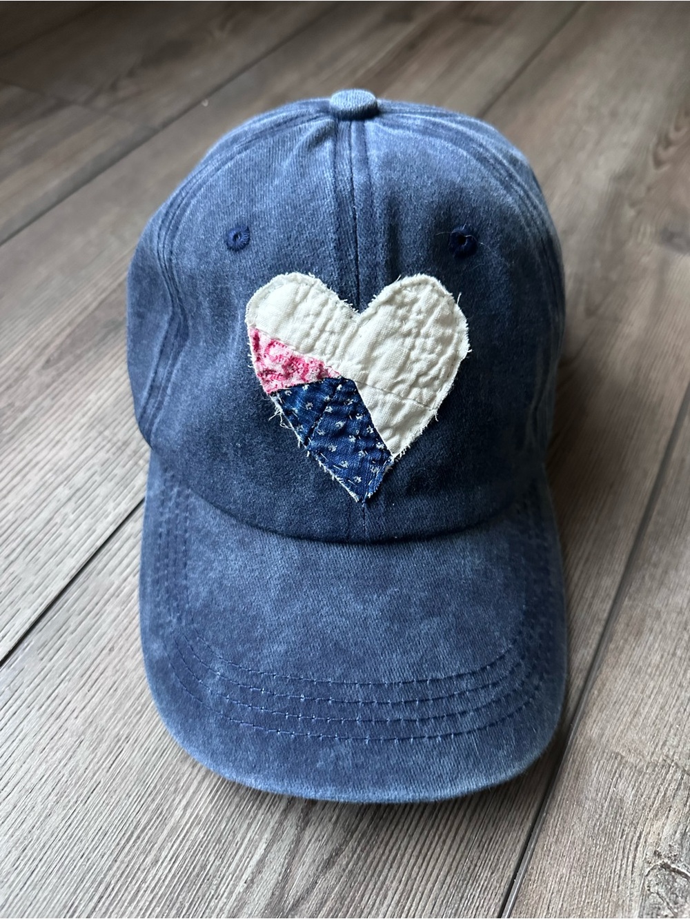 Quilted Heart Baseball Hat; Handmade Quilt Hat; Shabby Chic Hat